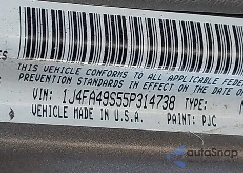 2005 Jeep Wrangler Sport из США, поврежденный, VIN 1J4FA49S55P314738